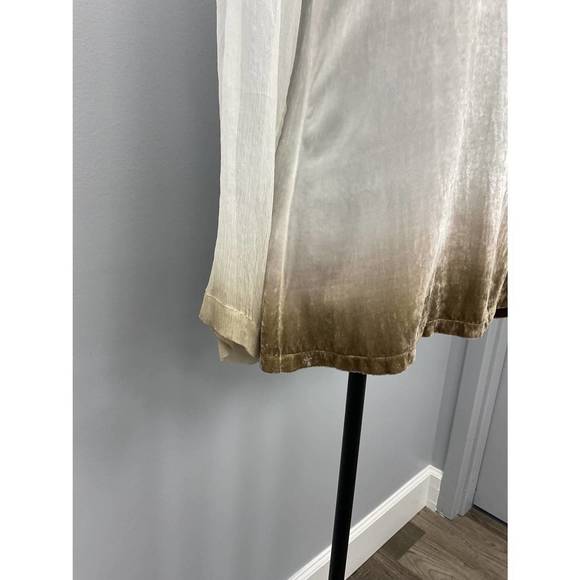 NEW VIVIANA UCHITEL gold ombre silk velvet blouse in white - Picture 3 of 5